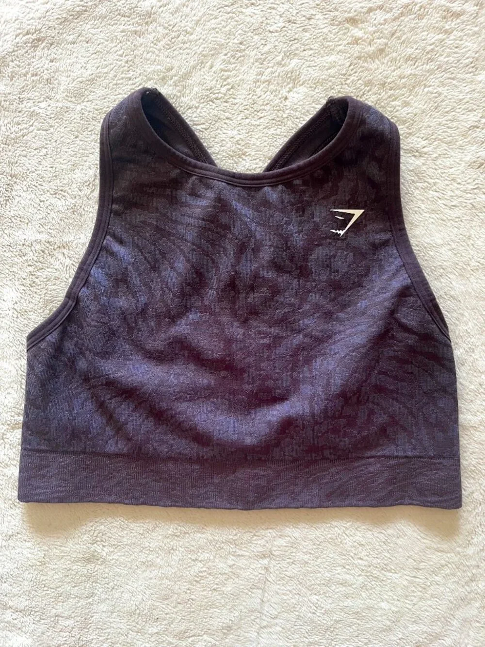 Gymshark Purple Pattern Matching Set | Scrunch Leggings S + Sports Bra M